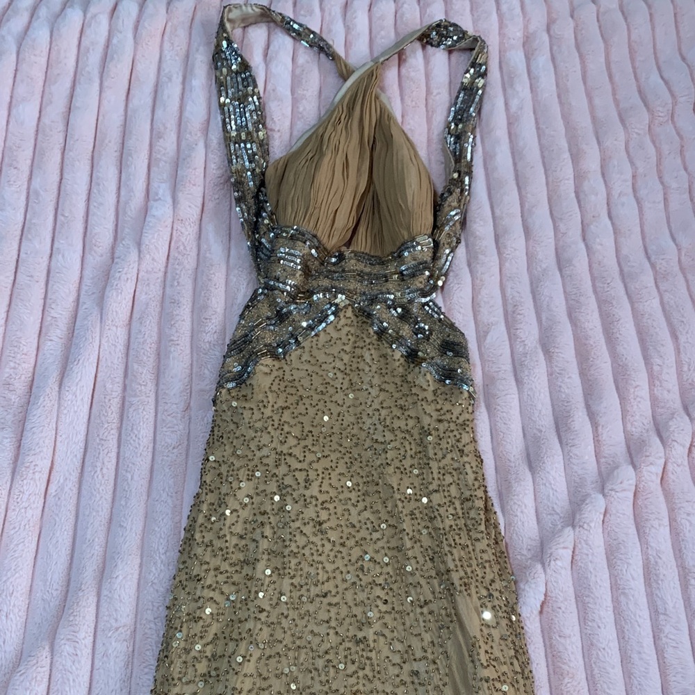 Adrianna Papell Gold and Silver Sequin Dress